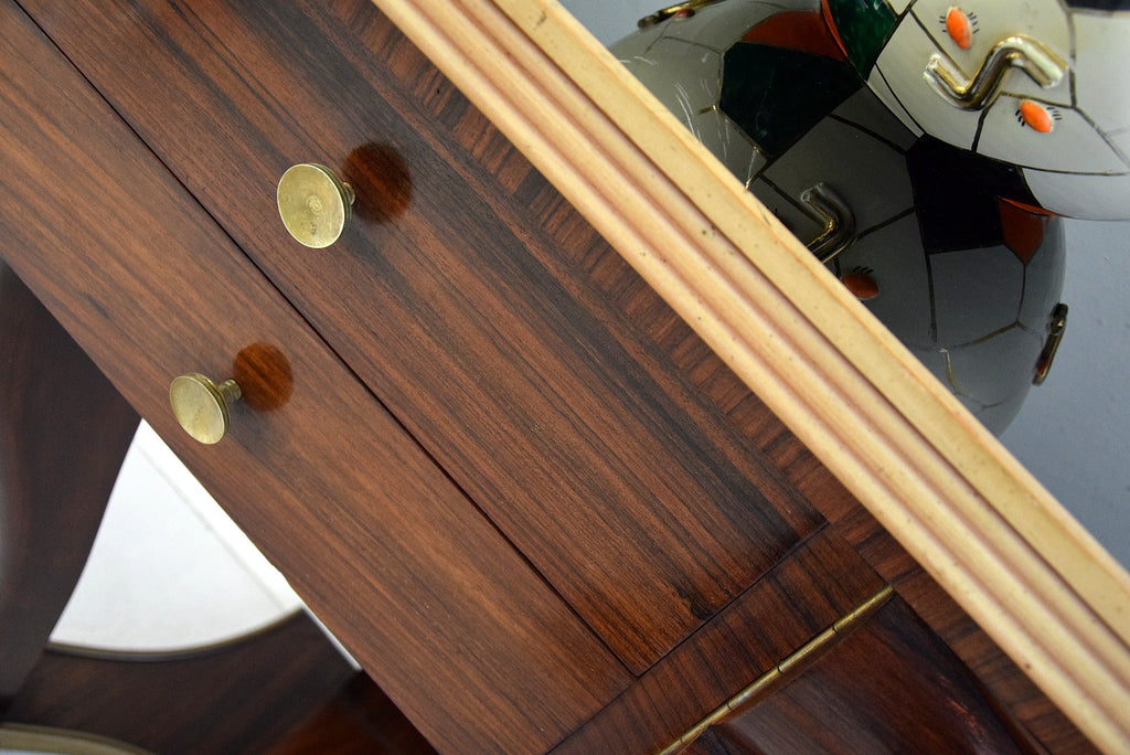 Mid Century Jatoba Brass and Glass Console by Osvaldo Borsani - Furniture