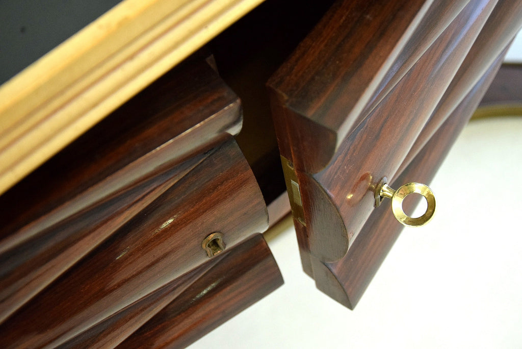 Mid Century Jatoba Brass and Glass Console by Osvaldo Borsani - Furniture