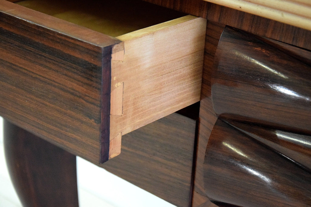 Mid Century Jatoba Brass and Glass Console by Osvaldo Borsani - Furniture