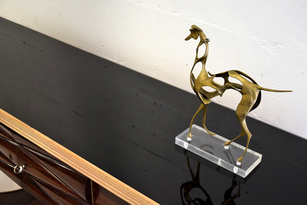 Mid Century Jatoba Brass and Glass Console by Osvaldo Borsani - Furniture