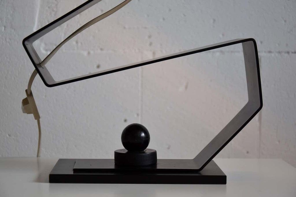 Mid-Century Modern Black and White Table Desk or Nightstand Lamp - Lighting