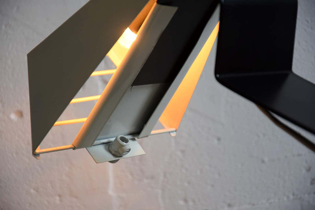 Mid-Century Modern Black and White Table Desk or Nightstand Lamp - Lighting