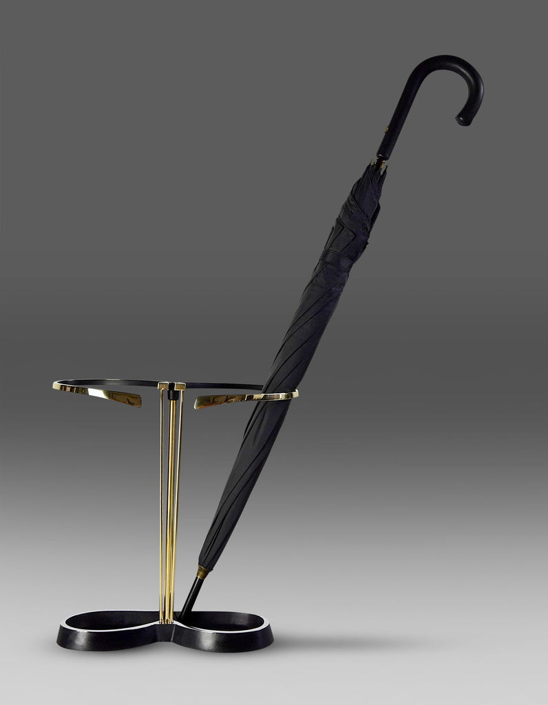 Mid-Century Modern Brass and Black Umbrella Stand - Decor