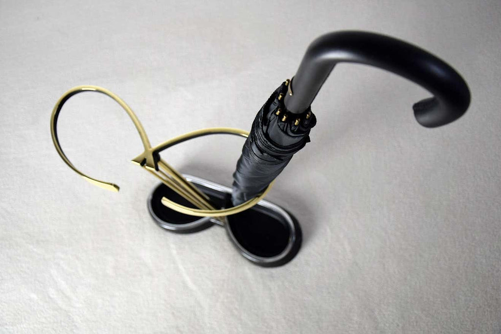 Mid-Century Modern Brass and Black Umbrella Stand - Decor