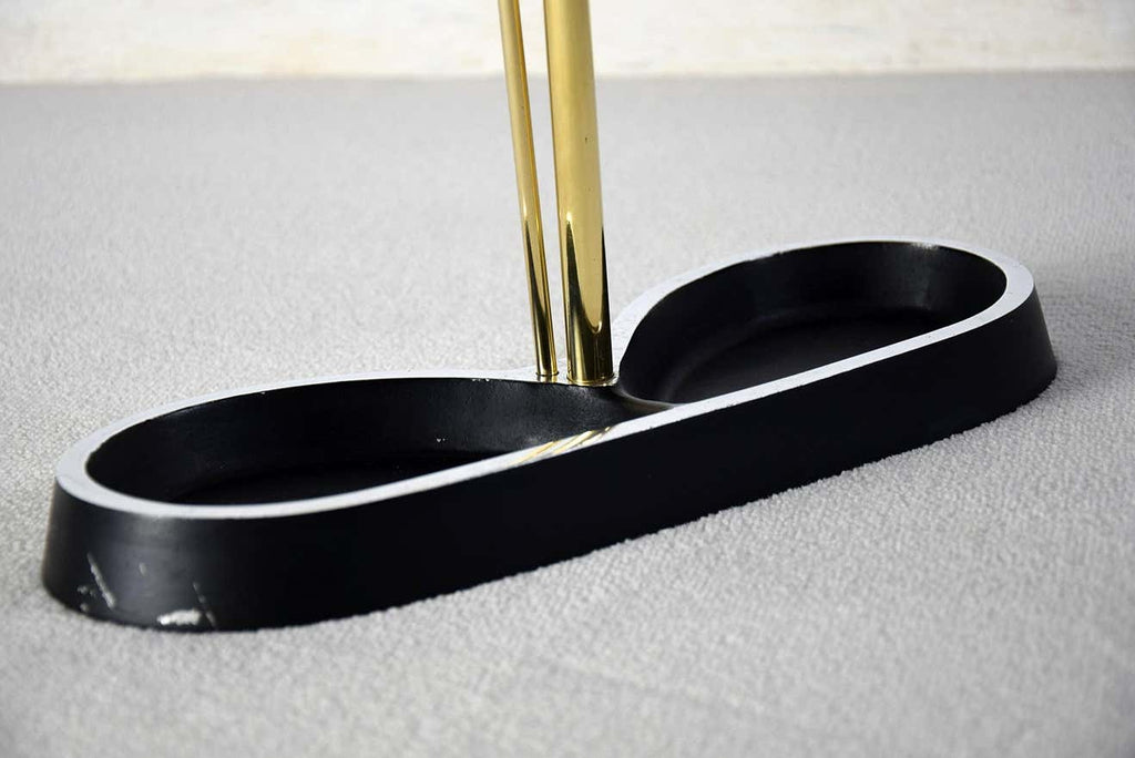 Mid-Century Modern Brass and Black Umbrella Stand - Decor