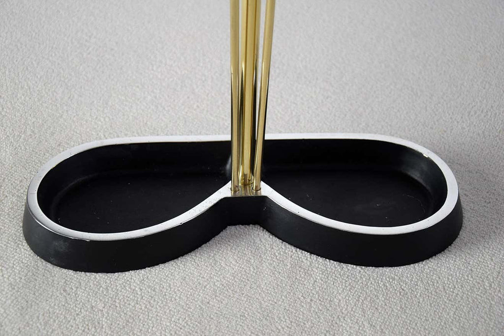 Mid-Century Modern Brass and Black Umbrella Stand - Decor