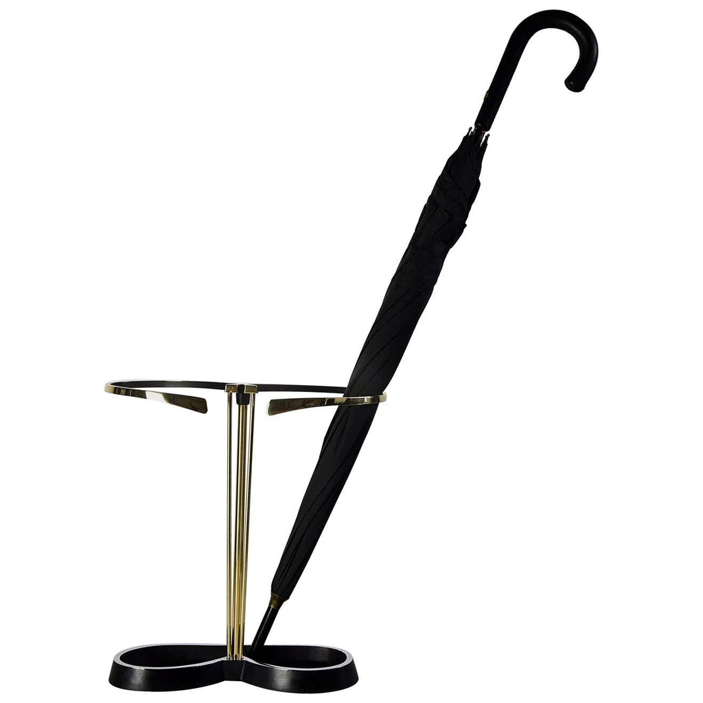 Mid-Century Modern Brass and Black Umbrella Stand - Decor