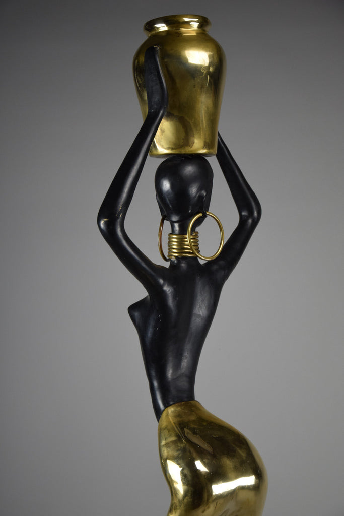 Mid century modern brass & copper female sculpture of the Ndebele tribe - Decor Sculpture
