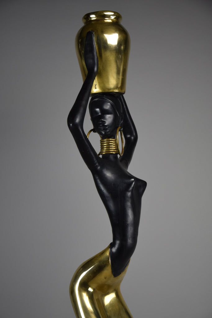 Mid century modern brass & copper female sculpture of the Ndebele tribe - Decor Sculpture