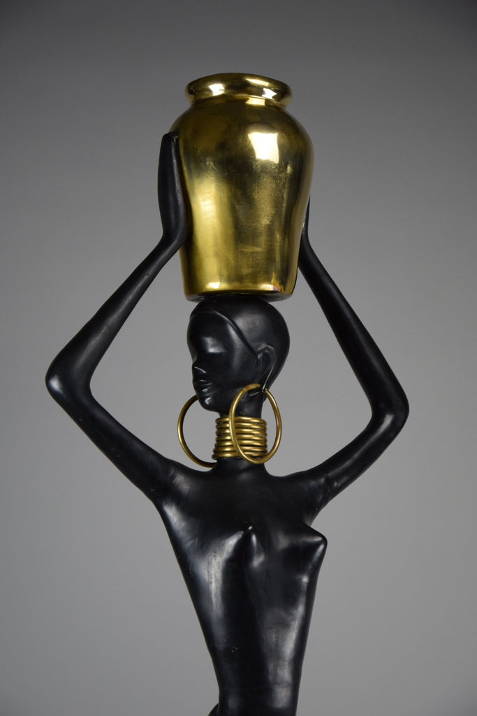 Mid century modern brass & copper female sculpture of the Ndebele tribe - Decor Sculpture