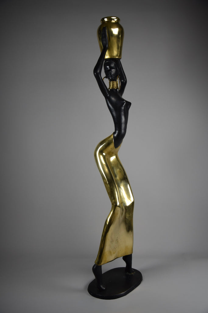 Mid century modern brass & copper female sculpture of the Ndebele tribe - Decor Sculpture