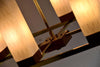 Mid-Century Modern Brass Teak and Glass Chandelier - Lighting
