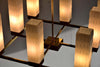 Mid-Century Modern Brass Teak and Glass Chandelier - Lighting