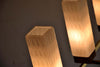 Mid-Century Modern Brass Teak and Glass Chandelier - Lighting