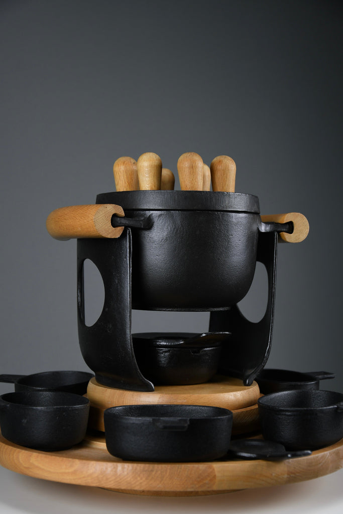 Mid-century modern cast iron and wood fondue set by Richard Nissen for Bodum Denmark 1960s - Collectibles
