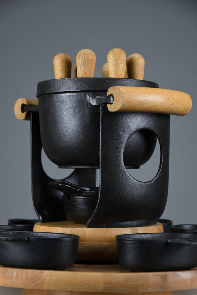 Mid-century modern cast iron and wood fondue set by Richard Nissen for Bodum Denmark 1960s - Collectibles