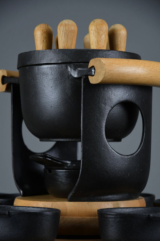 Mid-century modern cast iron and wood fondue set by Richard Nissen for Bodum Denmark 1960s - Collectibles