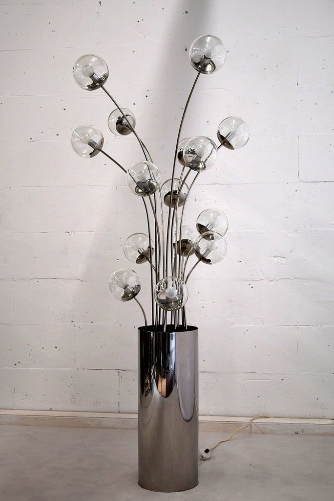 Mid century modern chrome Italian floor lamp - Lighting