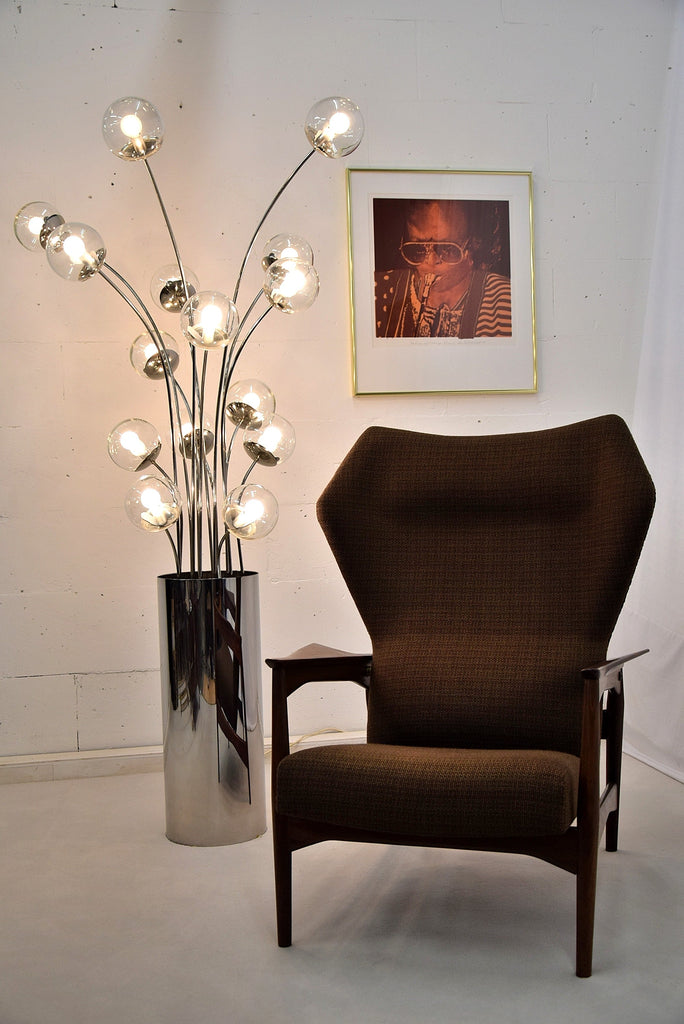Mid century modern chrome Italian floor lamp - Lighting