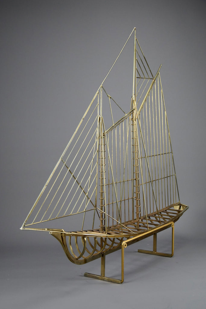 Mid century modern Curtis Jerè brass sailboat sculpture - Art