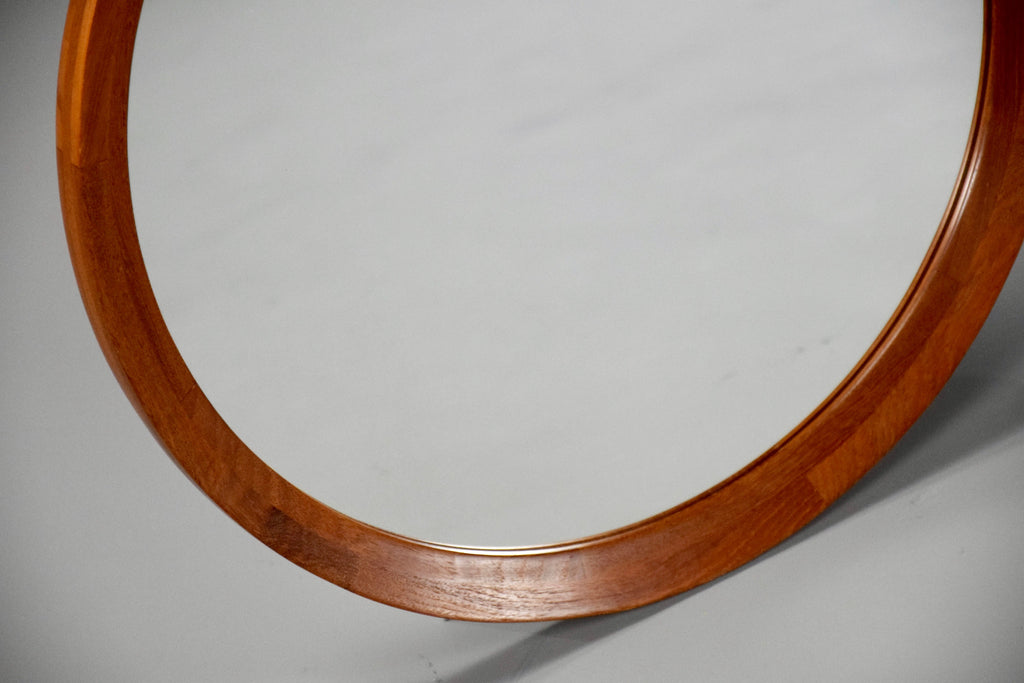Mid-century Modern Danish Teak Round Mirror - Decor