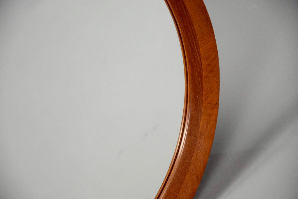 Mid-century Modern Danish Teak Round Mirror - Decor