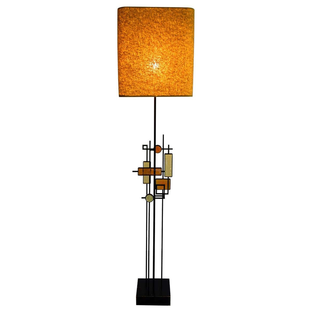 Mid-Century Modern Danish Wrought Iron and Glass Floor Lamp by Holm Sorensen - Lighting