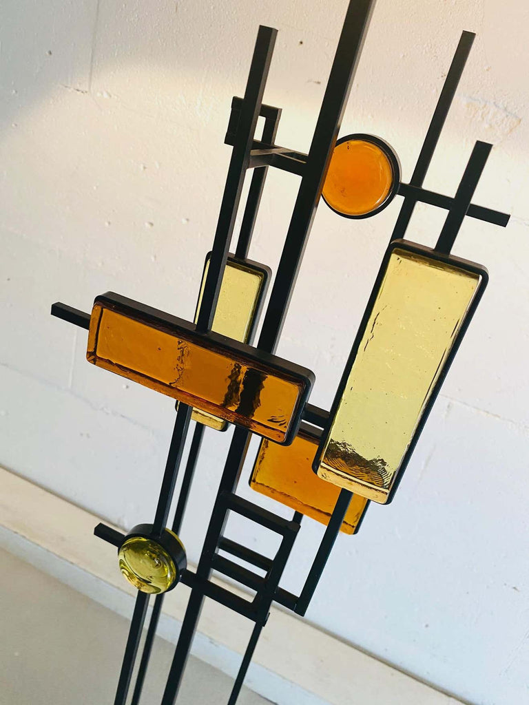 Mid-Century Modern Danish Wrought Iron and Glass Floor Lamp by Holm Sorensen - Lighting
