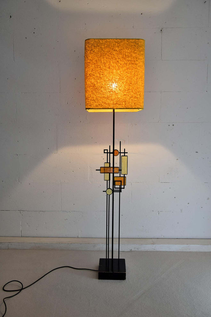 Mid-Century Modern Danish Wrought Iron and Glass Floor Lamp by Holm Sorensen - Lighting