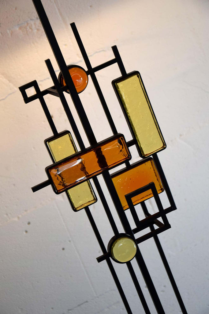 Mid-Century Modern Danish Wrought Iron and Glass Floor Lamp by Holm Sorensen - Lighting