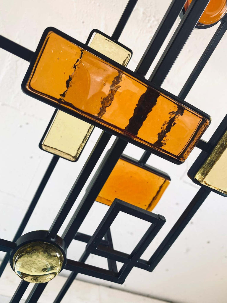 Mid-Century Modern Danish Wrought Iron and Glass Floor Lamp by Holm Sorensen - Lighting
