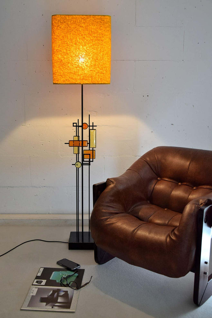 Mid-Century Modern Danish Wrought Iron and Glass Floor Lamp by Holm Sorensen - Lighting