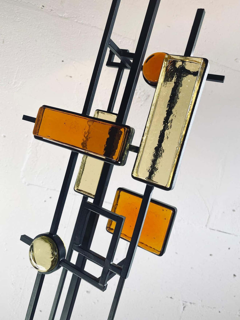 Mid-Century Modern Danish Wrought Iron and Glass Floor Lamp by Holm Sorensen - Lighting