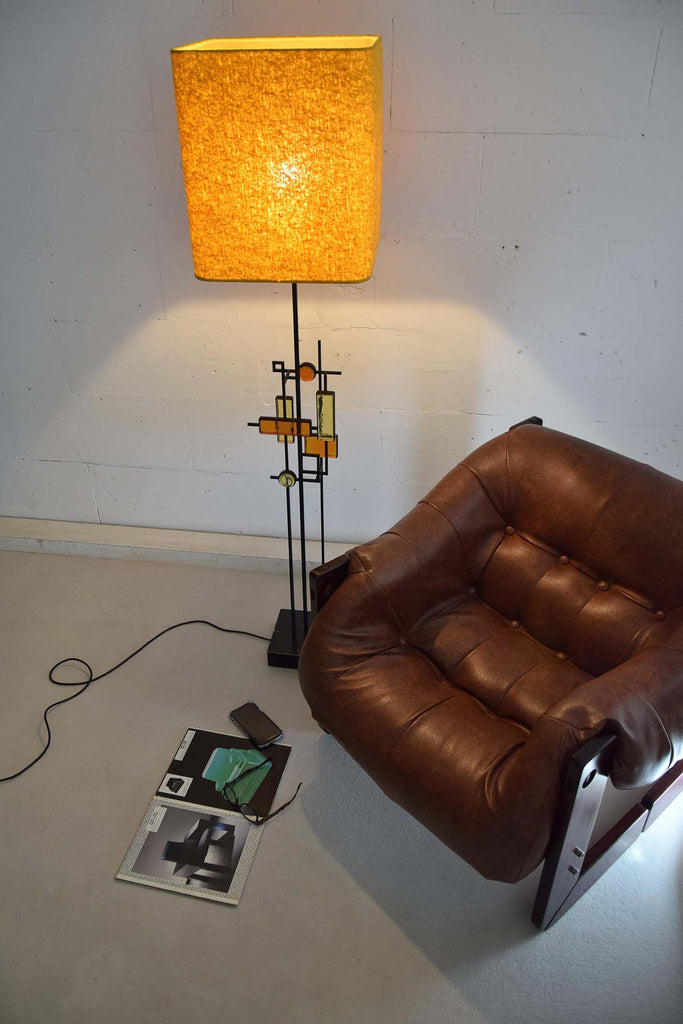 Mid-Century Modern Danish Wrought Iron and Glass Floor Lamp by Holm Sorensen - Lighting