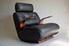 Mid-Century Modern Leather Jatoba vineer and Plywood Rocking Chair - Leather / Black - Furniture