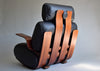 Mid-Century Modern Leather Jatoba vineer and Plywood Rocking Chair - Leather / Black - Furniture