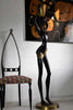 Mid-Century Modern Life Size Brass and Copper Statue of African Beauty - Decor