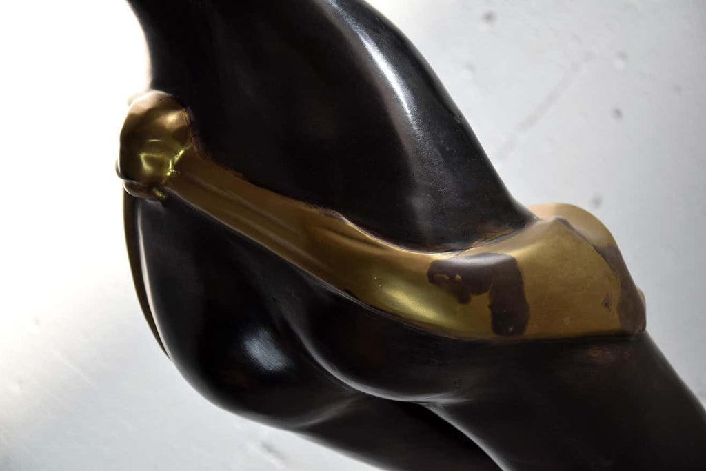 Mid-Century Modern Life Size Brass and Copper Statue of African Beauty - Decor