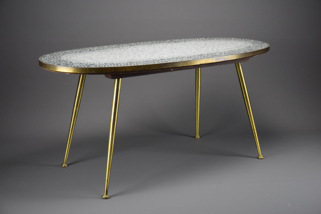 Mid-century modern mosaic and brass oval coffee table by Berthold Muller - Coffee Table