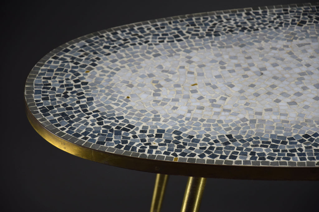 Mid-century modern mosaic and brass oval coffee table by Berthold Muller - Coffee Table