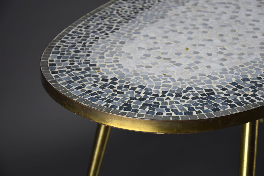 Mid-century modern mosaic and brass oval coffee table by Berthold Muller - Coffee Table