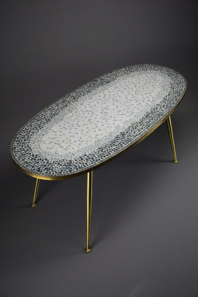 Mid-century modern mosaic and brass oval coffee table by Berthold Muller - Coffee Table