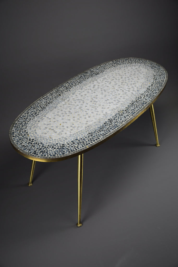 Mid-century modern mosaic and brass oval coffee table by Berthold Muller - Coffee Table
