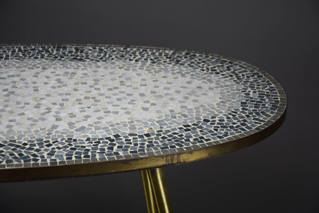 Mid-century modern mosaic and brass oval coffee table by Berthold Muller - Coffee Table