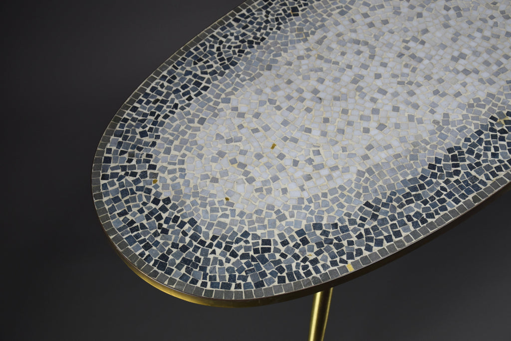 Mid-century modern mosaic and brass oval coffee table by Berthold Muller - Coffee Table