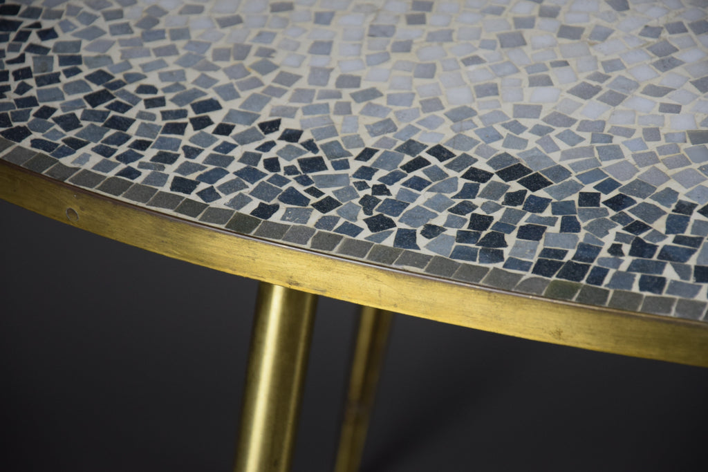 Mid-century modern mosaic and brass oval coffee table by Berthold Muller - Coffee Table