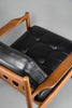 Mid century modern Scandinavian Jatoba wood and black leather armchair - Furniture