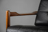 Mid century modern Scandinavian Jatoba wood and black leather armchair - Furniture