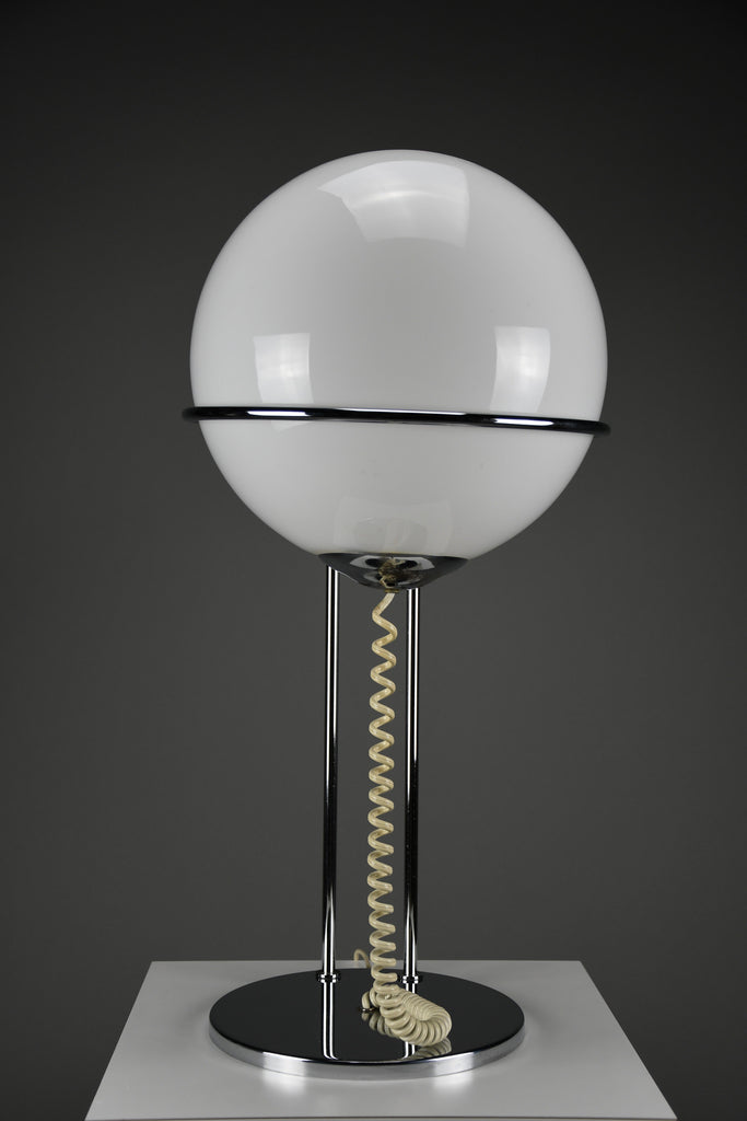 Mid-century modern space age chrome and glass globe table lamp 1970s - Lighting