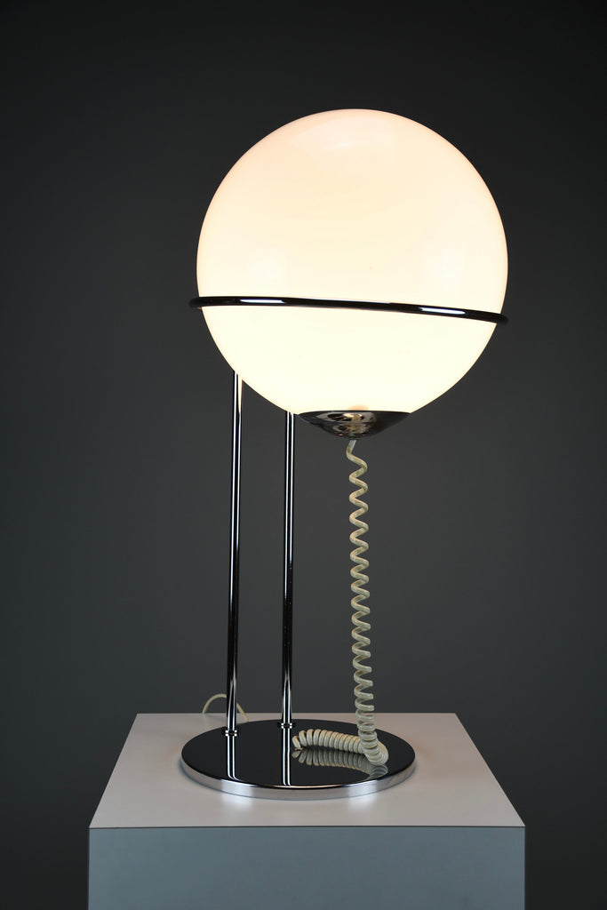 Mid-century modern space age chrome and glass globe table lamp 1970s - Lighting
